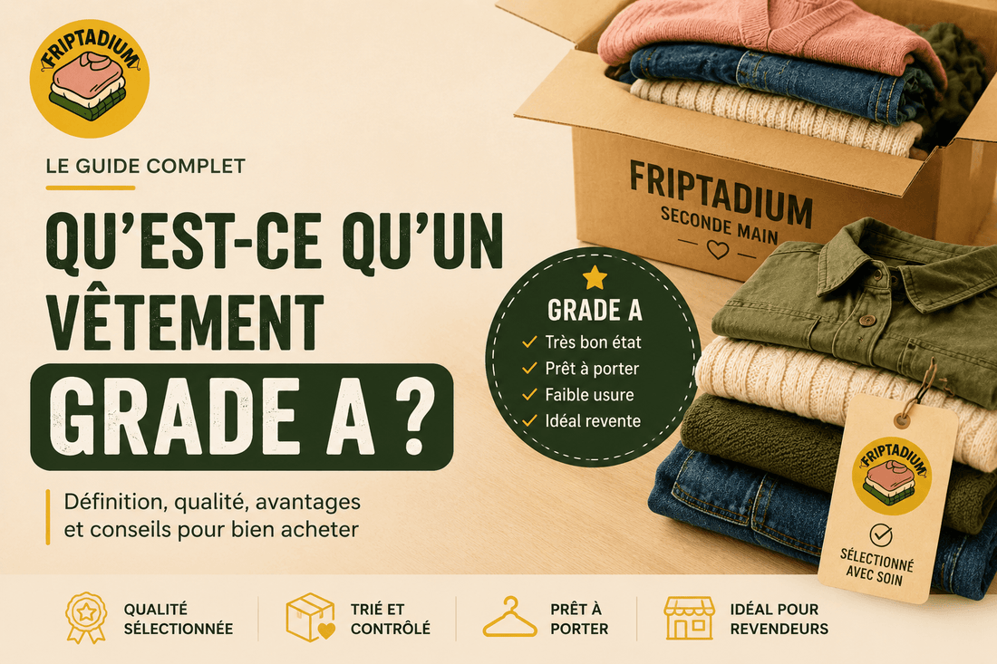 Qu'est-ce qu'un vêtement Grade A ? Guide complet Friptadium pour la revente de vêtements de seconde main