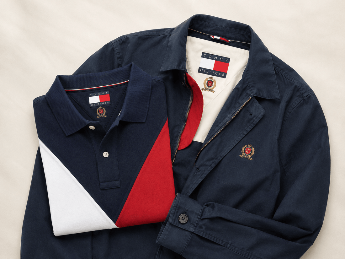 Tommy Hilfiger vintage : polos et vestes crest flag d'occasion triés Grade A, reconnaître et coter