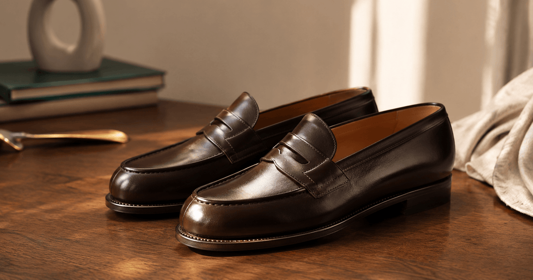 Mocassins J.M. Weston cuir marron d'occasion Friptadium