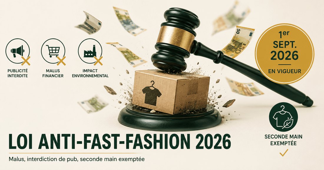 Loi anti-fast-fashion 2026 : malus Shein Temu, pub interdite, seconde main exemptée - Guide Friptadium