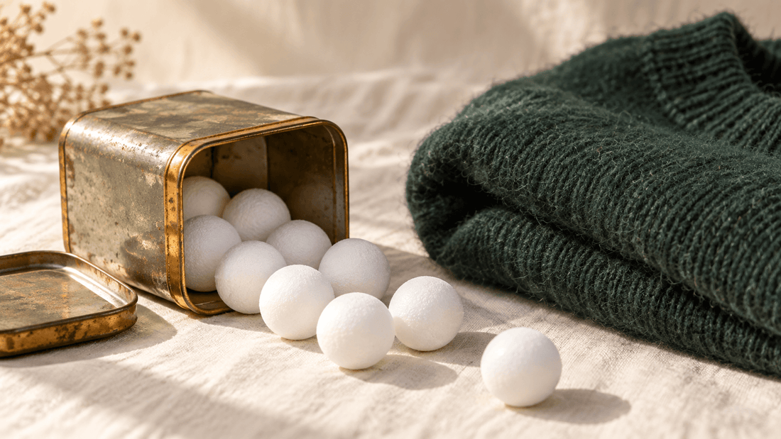 Boules antimites à la naphtaline dans une armoire, produit interdit en Europe