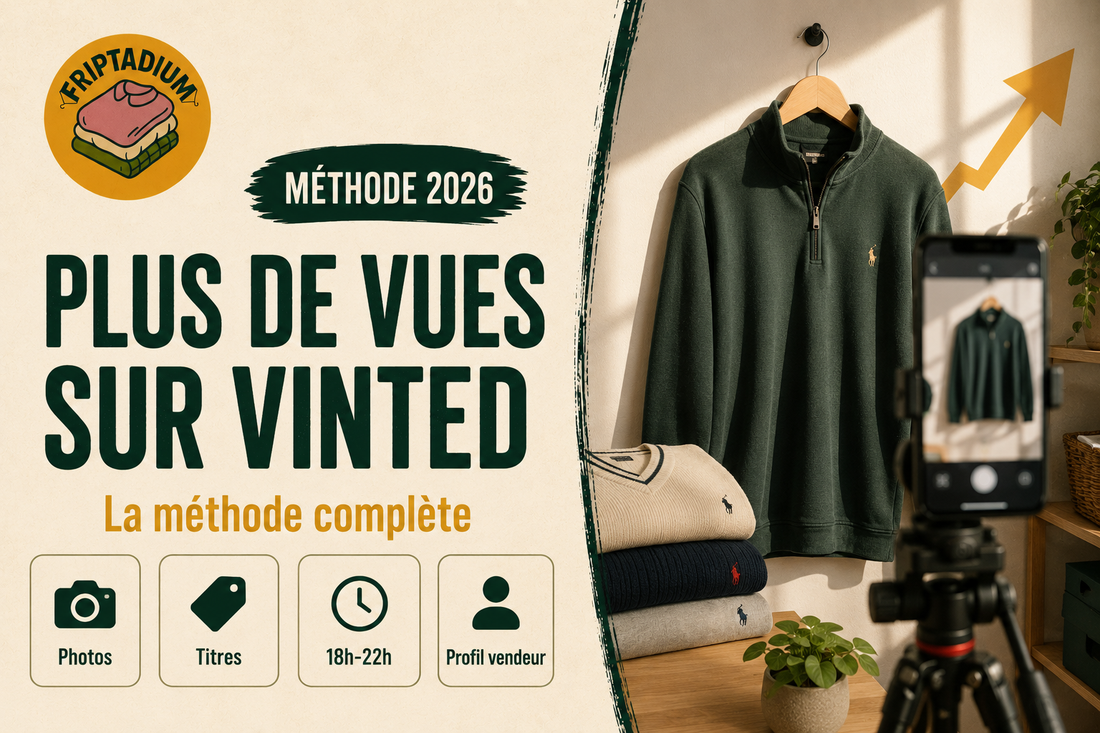 Bannière de la méthode Friptadium 2026 pour obtenir plus de vues sur Vinted