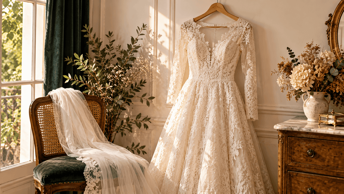 Robe de mariée vintage en dentelle ivoire, de seconde main
