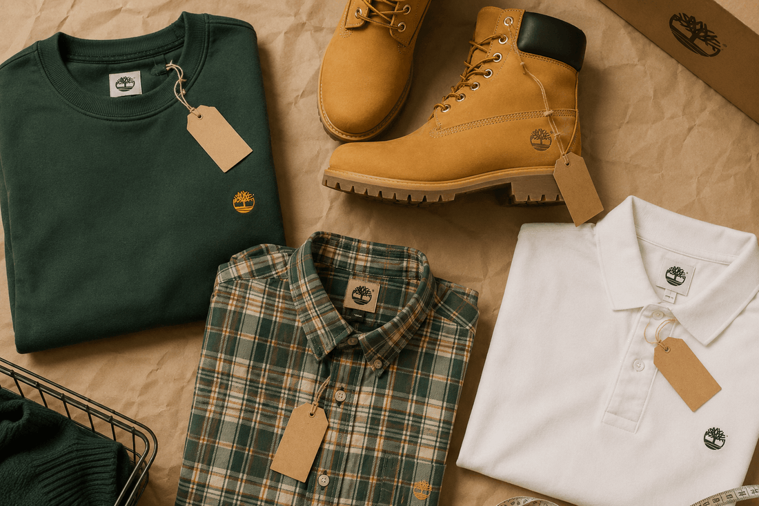 Timberland d'occasion trié Grade A : boots, vestes et polos authentiques prêts à revendre