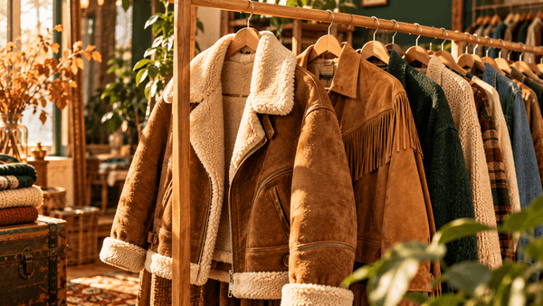 Veste en mouton retourné et veste en daim d'occasion : reconnaître le vrai (shearling vs imitation), dater, entretenir et bien l'acheter en seconde main