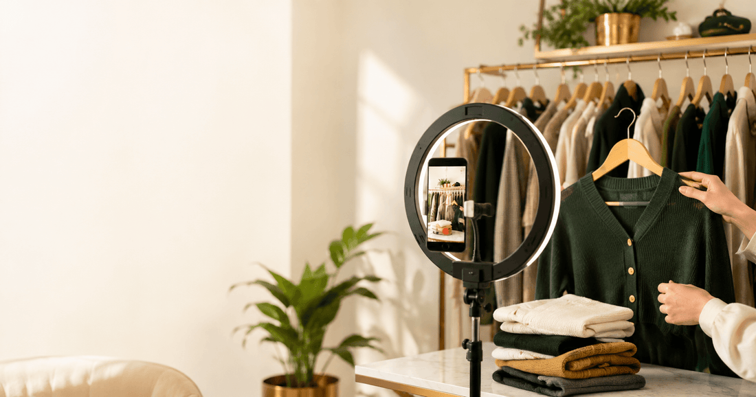 Vente en live shopping de vêtements de seconde main filmée au smartphone, plateforme Whatnot