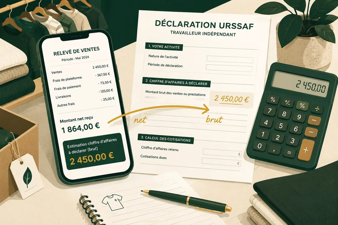 Whatnot et URSSAF : déclarer le chiffre d'affaires brut ou le paiement net en micro-entreprise (relevé de ventes net vs déclaration URSSAF brut)