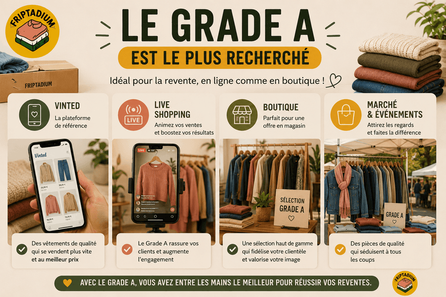 Le Grade A est le grade de vêtements de seconde main le plus recherché pour la revente