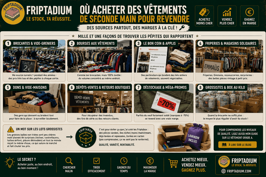 Où acheter des vêtements de seconde main pour les revendre avec profit