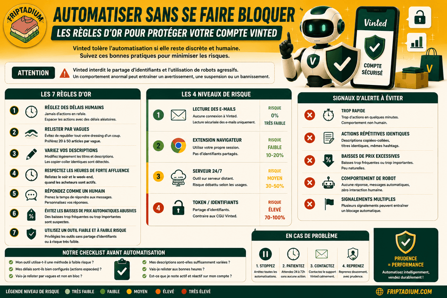 Règles pour automatiser un compte Vinted sans risque de blocage ni suspension