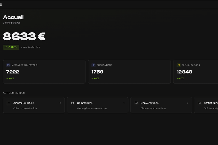 Page d'accueil de ControlResell, outil d'automatisation Vinted sur serveur