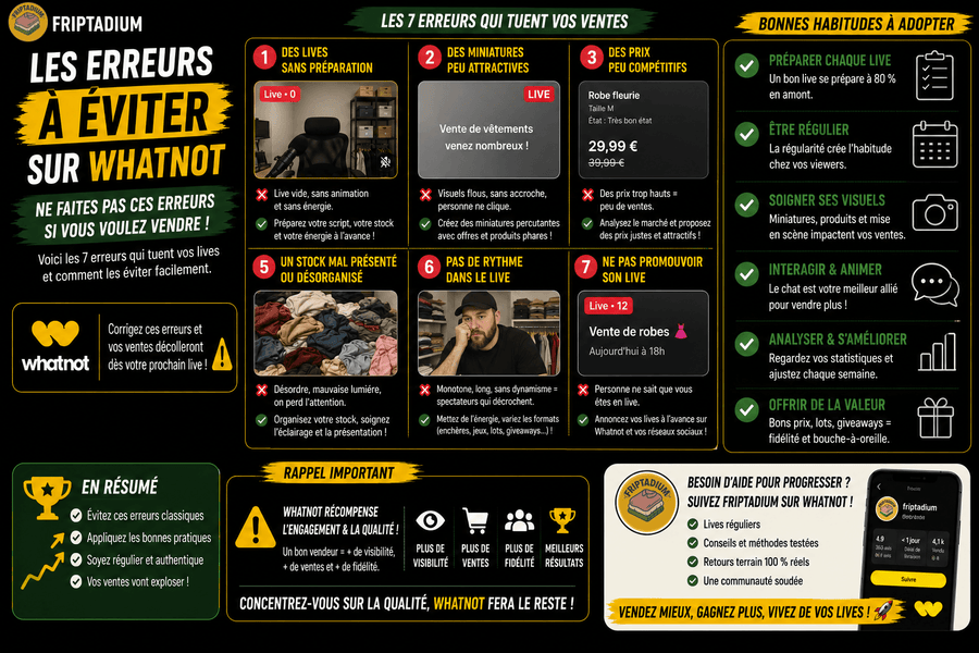 Erreurs à éviter lorsque l'on débute la vente sur Whatnot