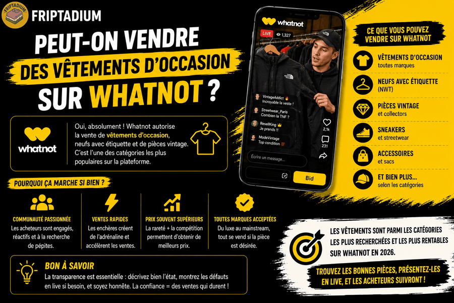 Peut-on vendre des vêtements d'occasion sur Whatnot en France